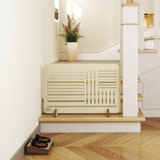 Freestanding Wooden Pet Gate for Small Dogs with Stable Feet 75 x 51 cm Natural Wood AOSOM