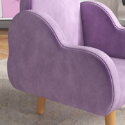 Kids Velvet Armchair with Wooden Frame and Cloud Design for Toddlers Ages 1 to 3, Purple