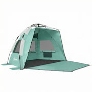 Pop Up Beach Tent for Quick Sun and Wind Protection with Mesh Windows Green Outsunny