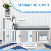 Bookcase Storage Shelf With Padded Reading Seat For Study Or Lounge Use, White