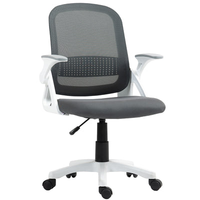 Ergonomic Mesh Office Chair With Lumbar Support And Flip Up Arms For Home Or Office Grey