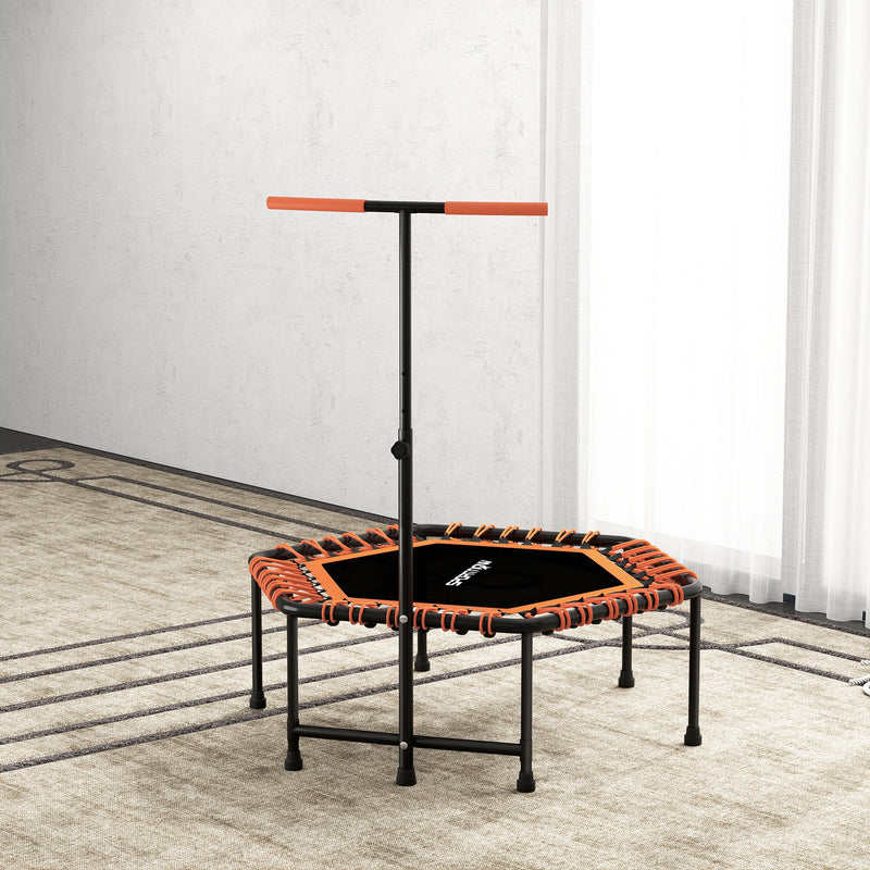 Adult Rebounder Trampoline with Adjustable Handle and LED Lights for Home Fitness Orange AOSOM