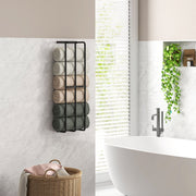 Wall Mounted Metal Towel Rack With Six Rails For Bathroom Storage, Black AOSOM