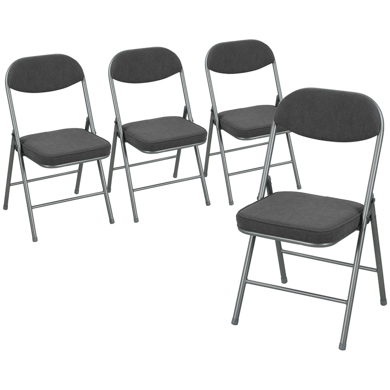 Folding Chairs Set of 4 Space Saving Padded Seats for Guests and Dining Dark Grey Homcom
