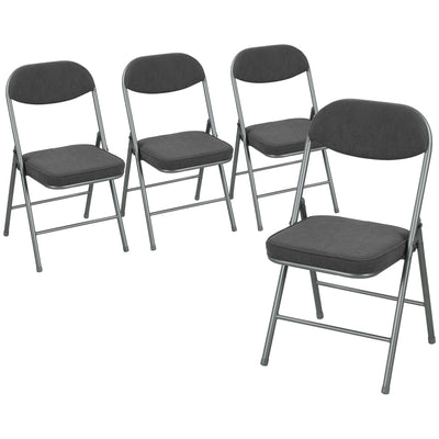 Folding Chairs Set of 4 Space Saving Padded Seats for Guests and Dining Dark Grey Homcom