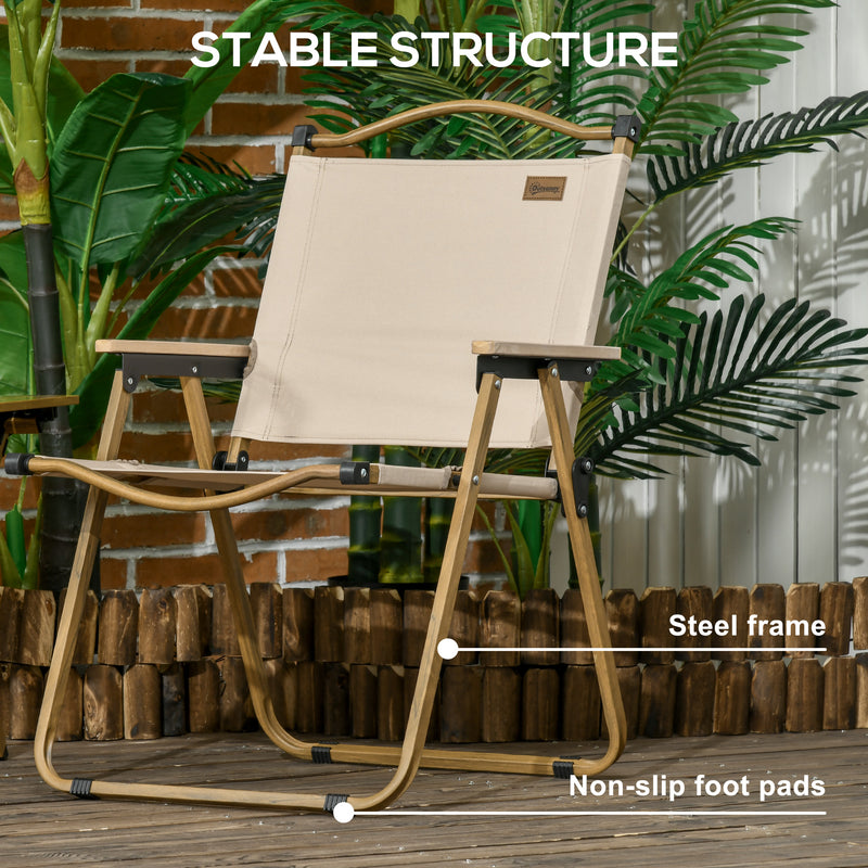 Folding Camp Chair for Easy Outdoor Seating with Lightweight Steel Frame Khaki