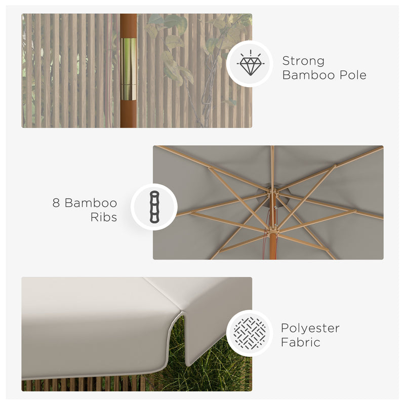 Grey 3.3m Wooden Garden Parasol with Elegant Design by Outsunny