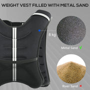8kg Weighted Running Vest with Adjustable Straps and Reflective Strips for Training Black AOSOM