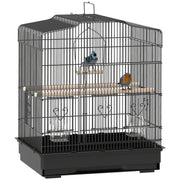 Large Metal Bird Cage with Perches Food Bowls and Swing for Budgies and Parakeets Black by PawHut
