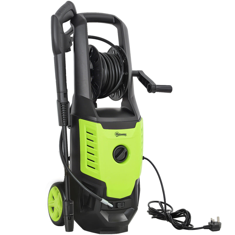 2200W High Pressure Washer 170 Bar 420L/h Flow With Adjustable Nozzle and Hose Reel by Outsunny AOSOM