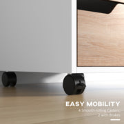 Oak 3 Drawer Mobile Filing Cabinet with Wheels for Home Office Organisation