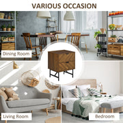 Set of 2 Modern Bedside Tables with Drawers and Metal Legs for Bedroom Walnut Brown