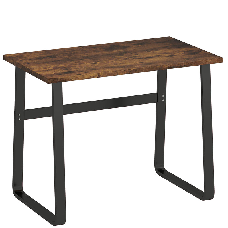 Home Office Desk with Spacious Tabletop and Sturdy Steel Legs for Study or Work Brown Black