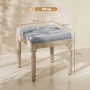 Cushioned Bench with Vintage Style for Extra Seating or Footrest Light Grey Cream AOSOM