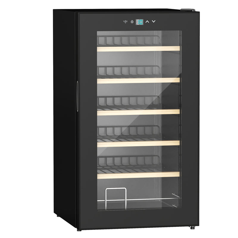24 Bottle Wine Fridge with Digital Controls and Glass Door for Home Bar Use Black