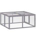 Rabbit Hutch with Easy Access and Foldable Design for Gardens and Patios Grey AOSOM