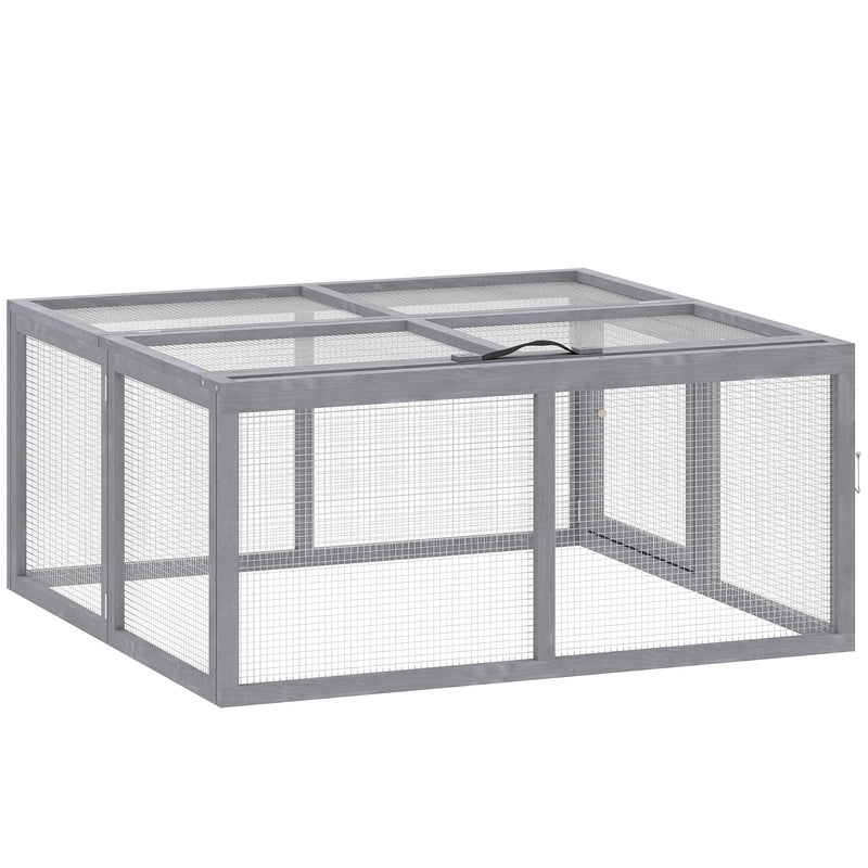 Rabbit Hutch with Easy Access and Foldable Design for Gardens and Patios Grey AOSOM