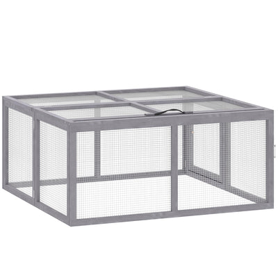 Rabbit Hutch with Easy Access and Foldable Design for Gardens and Patios Grey AOSOM
