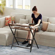 Rustic Brown Folding Computer Desk with Monitor Shelf 81.5 cm Space Saving Design by HOMCOM