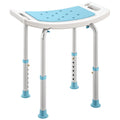 Height Adjustable Aluminium Shower Stool With Padded Seat and Drainage Holes, Turquoise