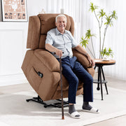 Electric Power Lift Recliner Chair with Massage and Footrest for Elderly Comfort Brown