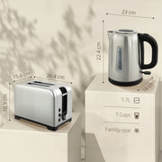 Polished Toaster and Kettle Set with Fast Boil Ideal for Modern Kitchens Silver Tone