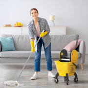 Yellow 26 Litre Mop Bucket with Wringer and Mop for Commercial Cleaning by Outsunny AOSOM