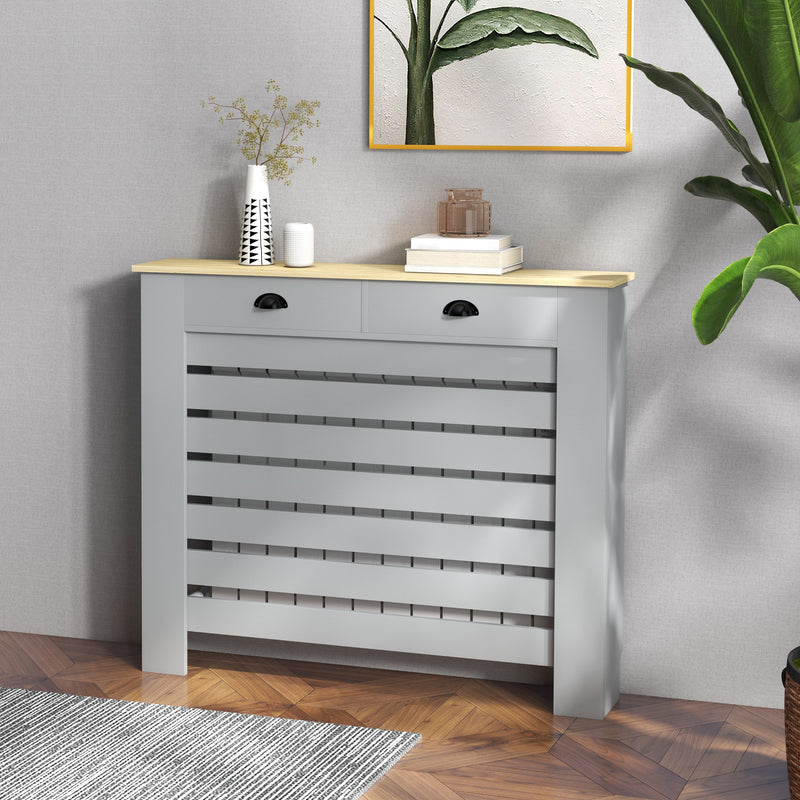 Grey Slim Radiator Cover With Drawer 95.5H x 111Wcm by HOMCOM