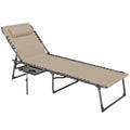 Five Position Reclining Sun Lounger Adjustable Outdoor Chair Beige by Outsunny