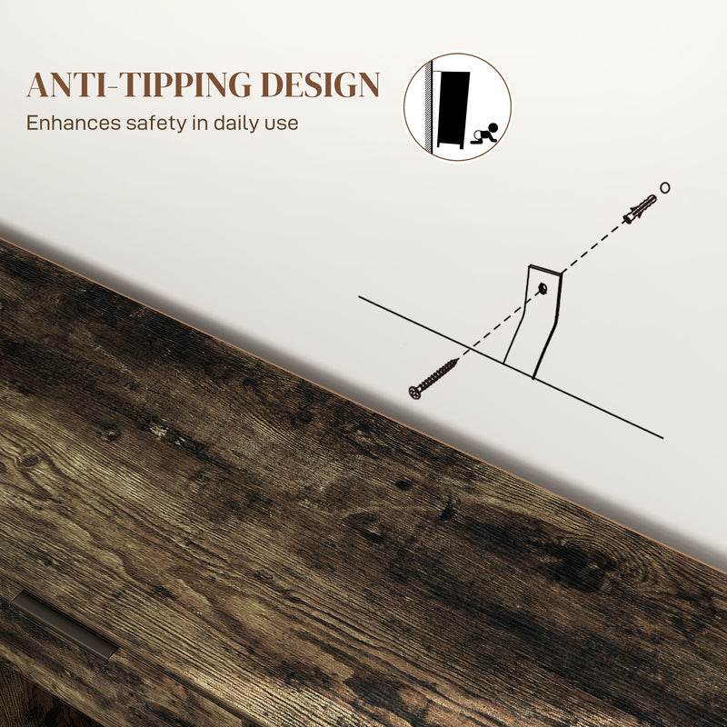 Industrial Sideboard Storage Cabinet with Doors Drawer and Shelves Rustic Brown by HOMCOM