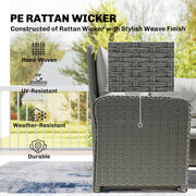 6-Piece Rattan Garden Furniture Set with Height-Adjustable Coffee Table, Dark Grey & Cream Outsunny