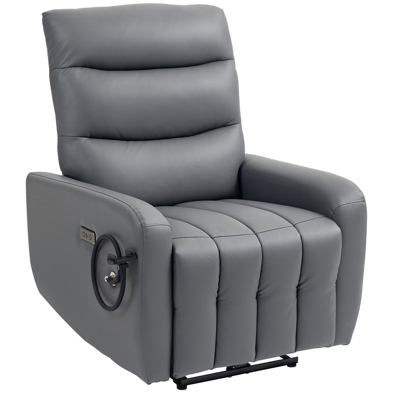 Grey Electric Recliner Armchair with USB Type C Port and Phone Holder by HOMCOM