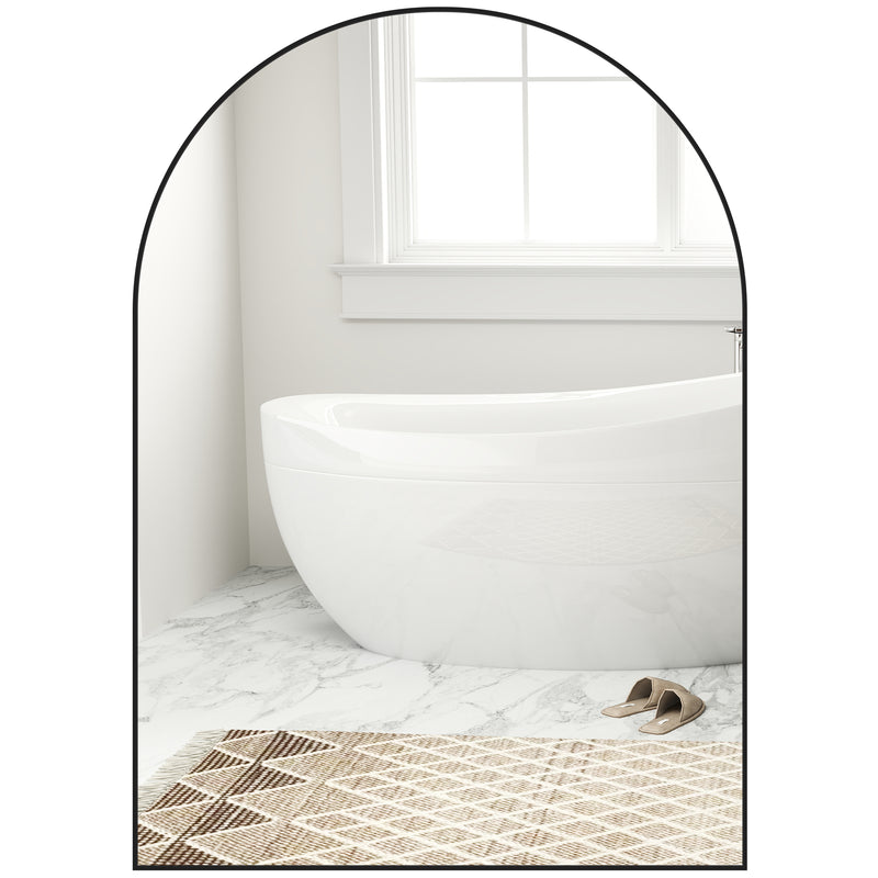 Black Arched Wall Mirror 50 x 70cm for Home or Bathroom by HOMCOM
