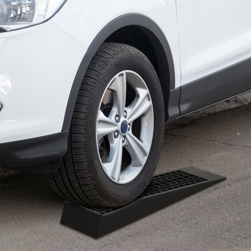 HOMCOM 2PCS Car Ramps, 3 Ton Low Entrance Plastic Curb Ramps with Anti-Slip Surface, Car Lift for Garage Workshop Cars SUVs Small Vans