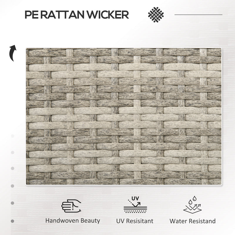 Light Grey Rattan Two Seat Garden Chair With Built In Table For Outdoor Relaxing