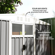 8x4 ft Metal Garden Storage Shed with Window Vents and Lockable Door Light Grey by Outsunny