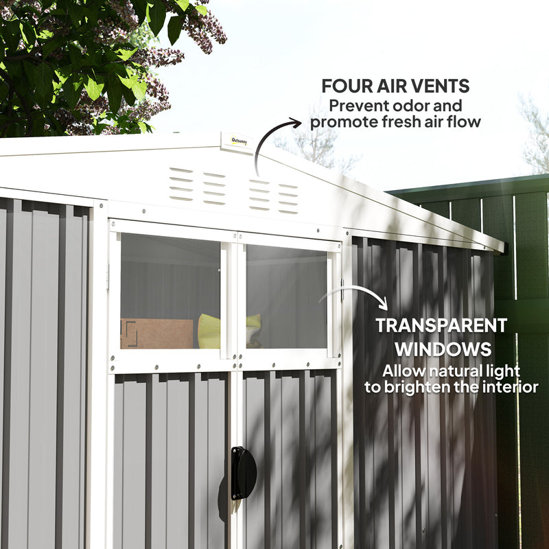 8x4 ft Metal Garden Storage Shed with Window Vents and Lockable Door Light Grey by Outsunny