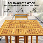 Folding Garden Dining Set for 6 with Space Saving Storage Acacia Wood Natural Outsunny