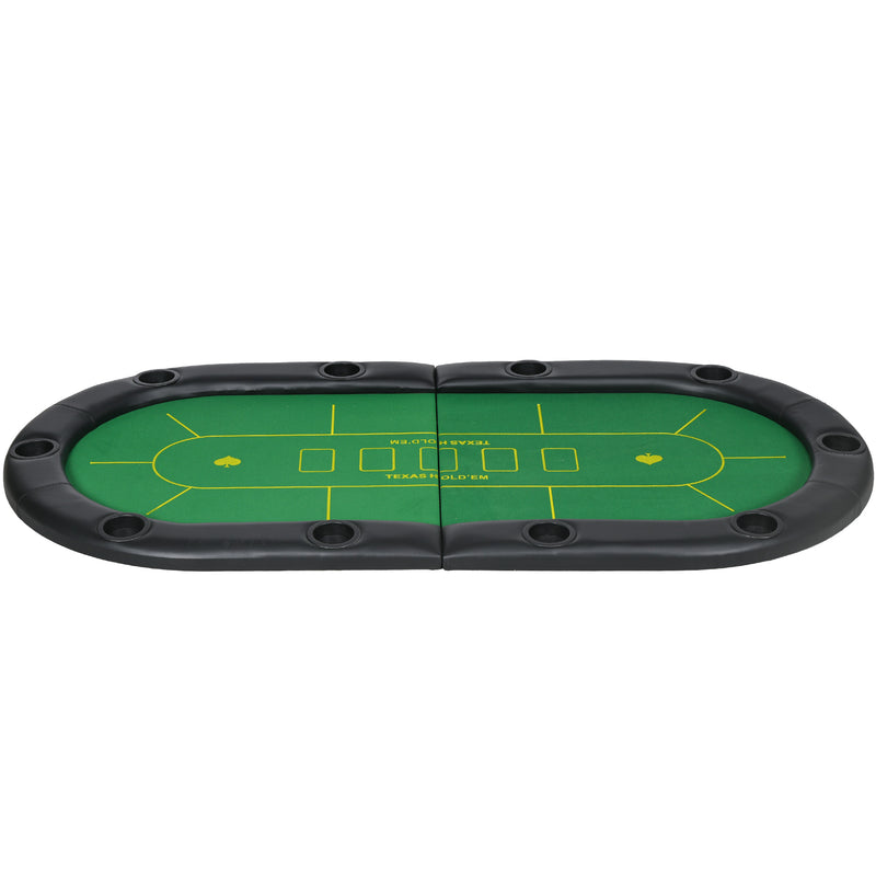 10 Player Foldable Poker Table Top With Cup Holders And Carry Bag For Game Nights Green AOSOM