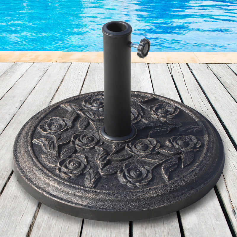 9kg Round Garden Parasol Base Bronze Outdoor Umbrella Stand for 38mm or 48mm Poles by Outsunny