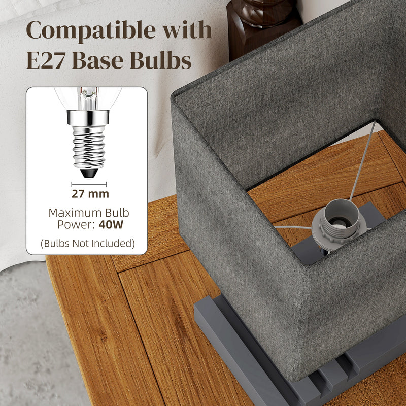Modern Bedside Table Lamp with USB Charging Ports and Phone Holders for Bedroom Grey AOSOM