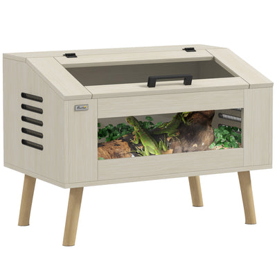 111L Reptile Vivarium Tank with Tempered Glass Ideal for Lizards Snakes and Rodents, Black