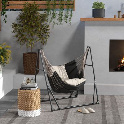 Black Foldable Hammock with Metal Frame and Carry Bag for Garden or Patio Use 120kg Load