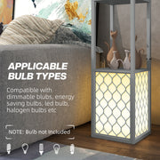 Floor Lamp with Shelves Dual Light Modern Tall Standing Lamp with Pull Chain Light, Grey by HOMCOM