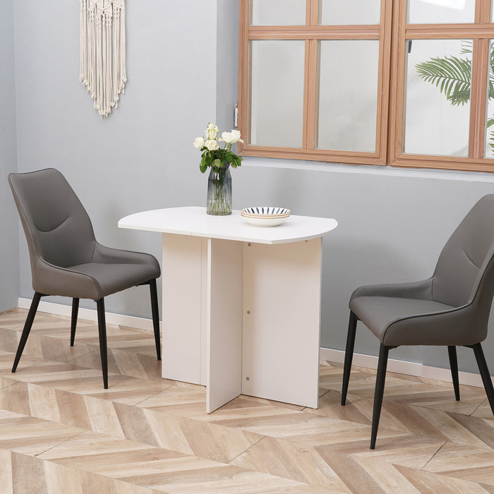 White 4 Seater Drop Leaf Dining Table Space Saving Design by HOMCOM