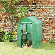Green Walk In Greenhouse with Shelves 120 x 186cm for Plants and Seedlings by Outsunny