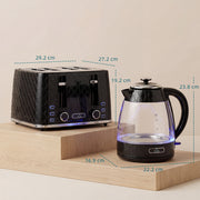 4 Slice Toaster and 17L Rapid Boil Kettle Set With Strix Control For Kitchen Use Black AOSOM