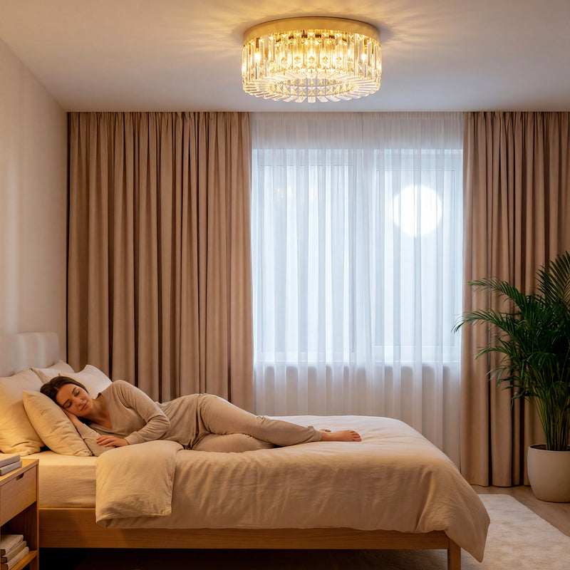 Crystal Ceiling Light for Bright Even Living Room Lighting Easy Clean