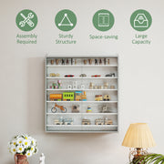 Graphite Wood Effect Display Cabinet with Glass Doors and Six Shelves
