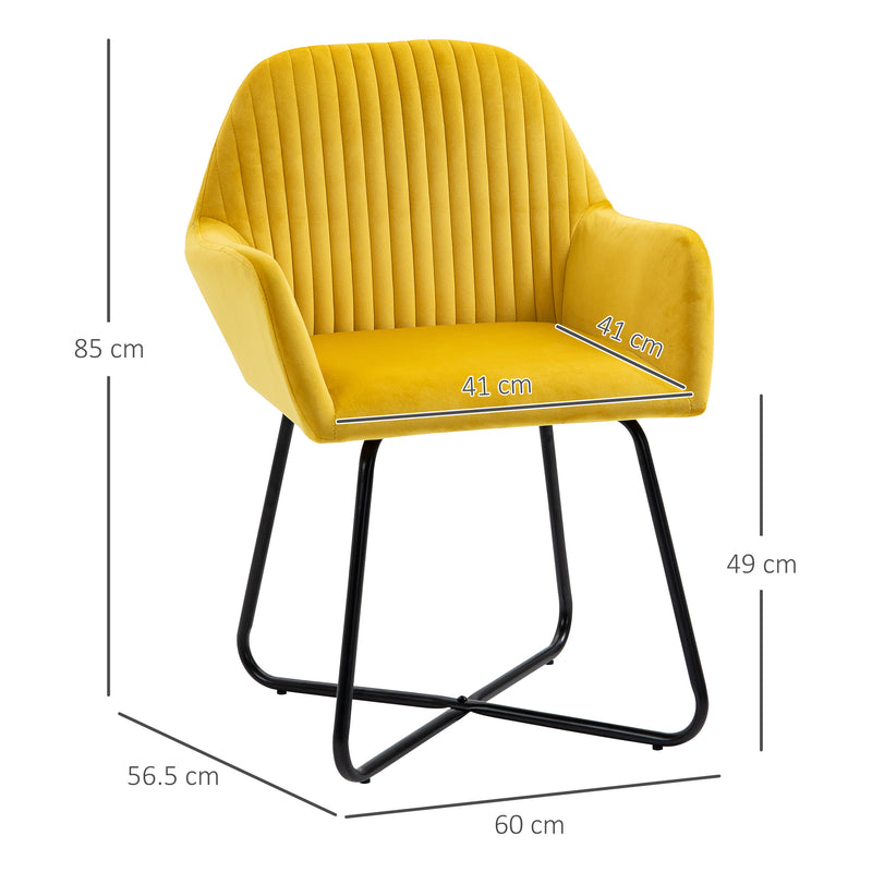 Modern Upholstered Armchair with Sturdy Metal Base Ideal for Living Room Comfort Yellow